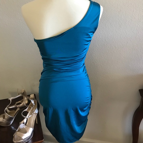 EUC teal one shoulder dress - Picture 3 of 4